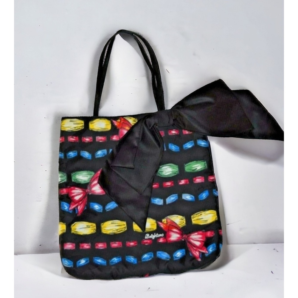 NWT Brighton Take A "Beau" Tote Black Multicolor Nylon W Bow Sealed In Bag $125